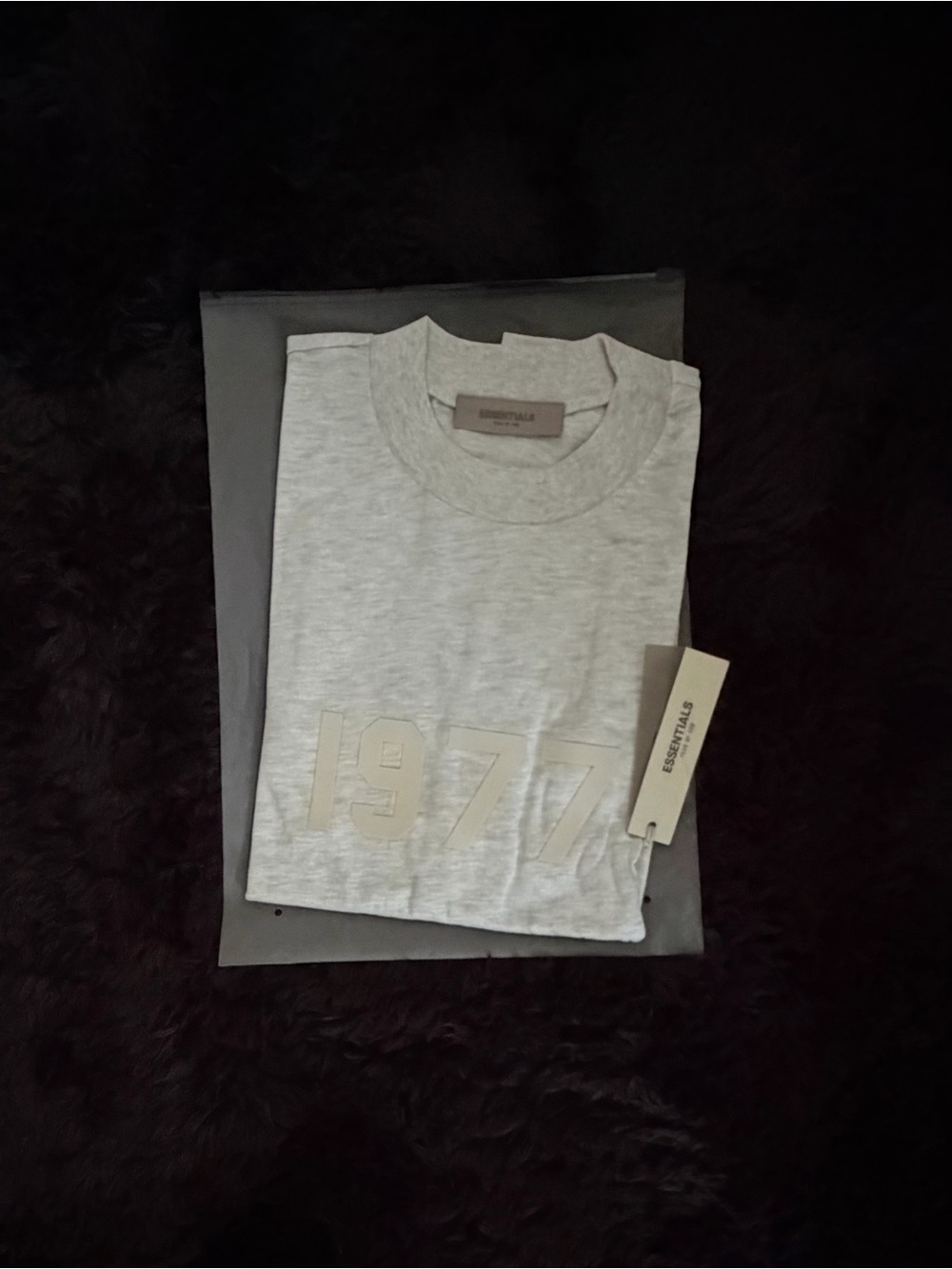 ESSENTIALS Light Gray Embossed 1977 Crewneck Tee